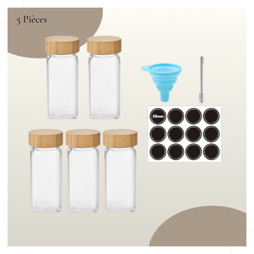Glass spice jars with bamboo lids