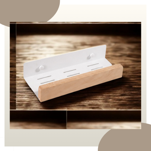 Floating wooden wall shelf